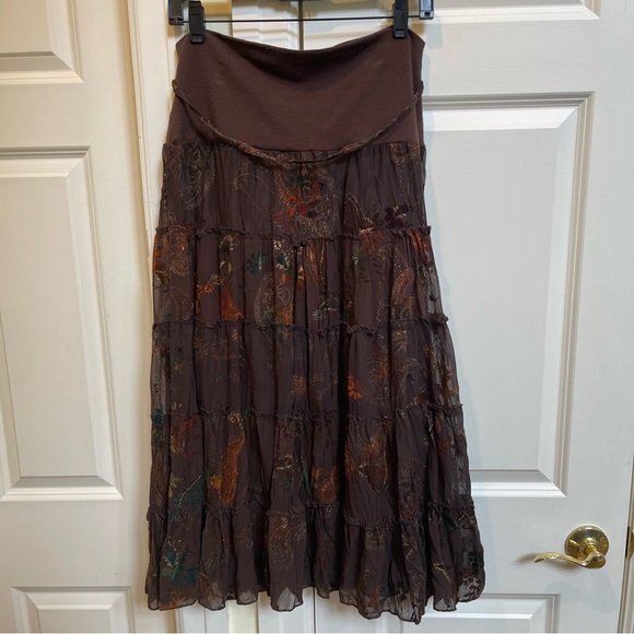 Jus D’Orange Paris Tiered Brown Boho Skirt - Picture 6 of 6
